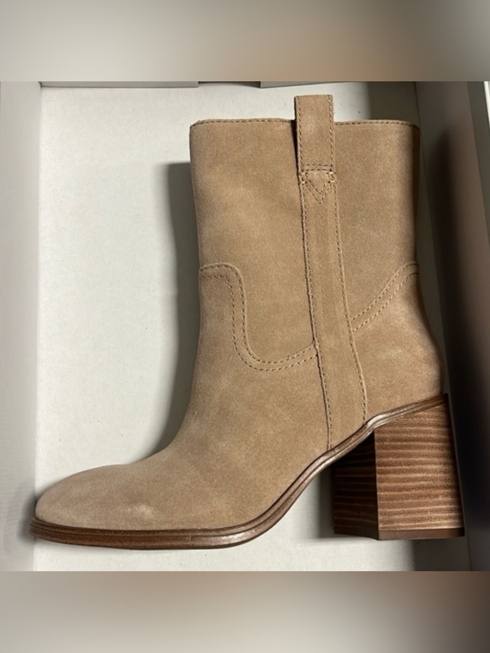 sz 10 SOLE SOCIETY Rachill Tawny Brown Oiled Suede Leather Ankle Boots tan nwot - Picture 9 of 11